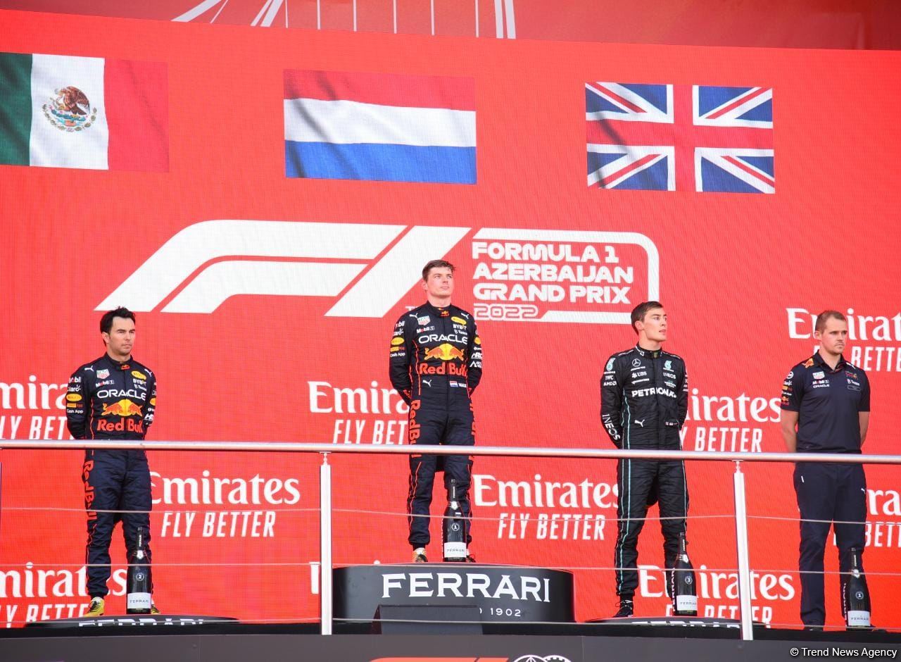 Awarding of winners of Formula 1 Azerbaijan Grand Prix takes place (PHOTO)