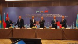 Azerbaijani, Turkish and Kazakh FMs sign co-op declaration in Baku (PHOTO)