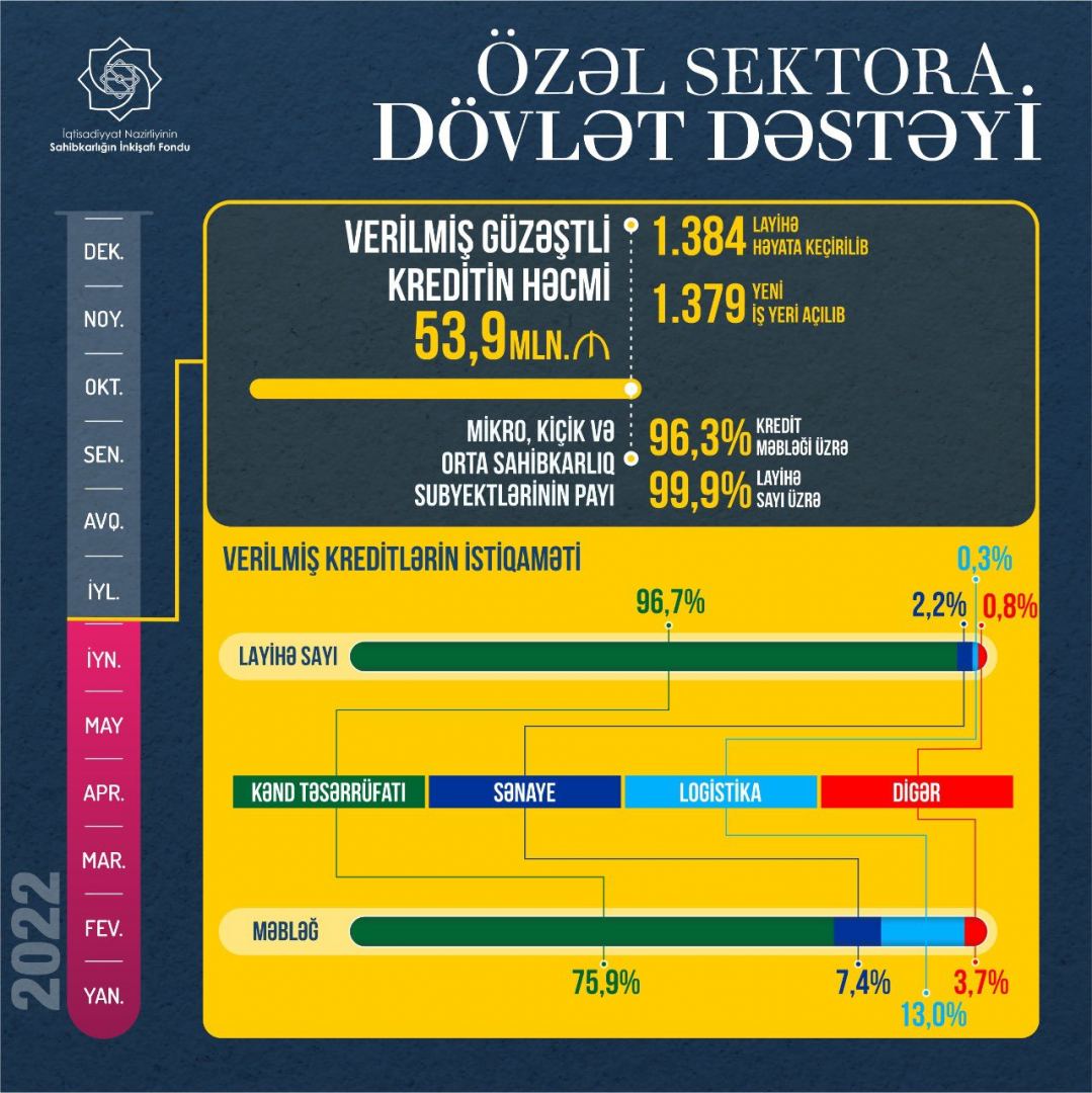 Özəl sektora 53,9 mln. manat güzəştli kredit verilib - Nazir