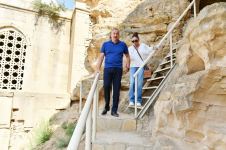 President Ilham Aliyev, First Lady Mehriban Aliyeva view reconstruction works carried out in “Diri Baba” tomb in Gobustan district (PHOTO/VIDEO)