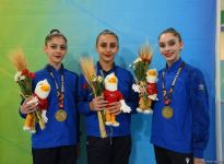 Bədii gimnastika üzrə Azərbaycan qrup komandası İslamiadada qızıl medal qazanıb (FOTO)
