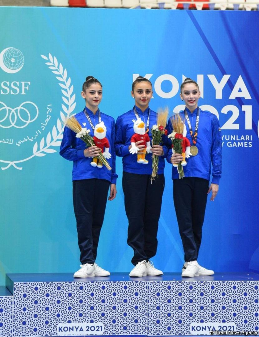 Bədii gimnastika üzrə Azərbaycan qrup komandası İslamiadada qızıl medal qazanıb (FOTO)