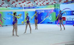 Исламиада: Групповая команда Азербайджана по художественной гимнастике завоевала "золото" в программе с тремя лентами и двумя мячами (ФОТО)
