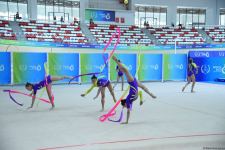 İslamiada: Azərbaycanın bədii gimnastika üzrə qrup komandası üç lent və iki topla proqramda qızıl medal qazanıb (FOTO)