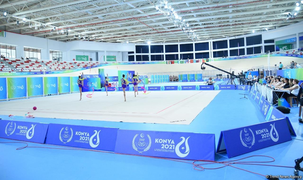 Group team of Azerbaijan in rhythmic gymnastics win gold in program with three ribbons and two balls (PHOTO)