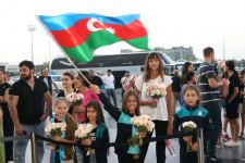 Azerbaijani gymnasts awarded with medals at V Islamic Solidarity Games return home (PHOTO)
