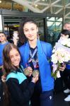 Azerbaijani gymnasts awarded with medals at V Islamic Solidarity Games return home (PHOTO)