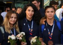 Azerbaijani participants of V Islamic Solidarity Games return home (PHOTO/VIDEO)