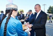 Presidents of Azerbaijan and Kazakhstan view “Kazakh yurt” installed at Seaside National Park (PHOTO)