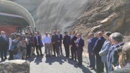 Reps of diplomatic corps inspect tunnel under construction on Ahmadbayli-Fuzuli-Shusha highway (PHOTO)
