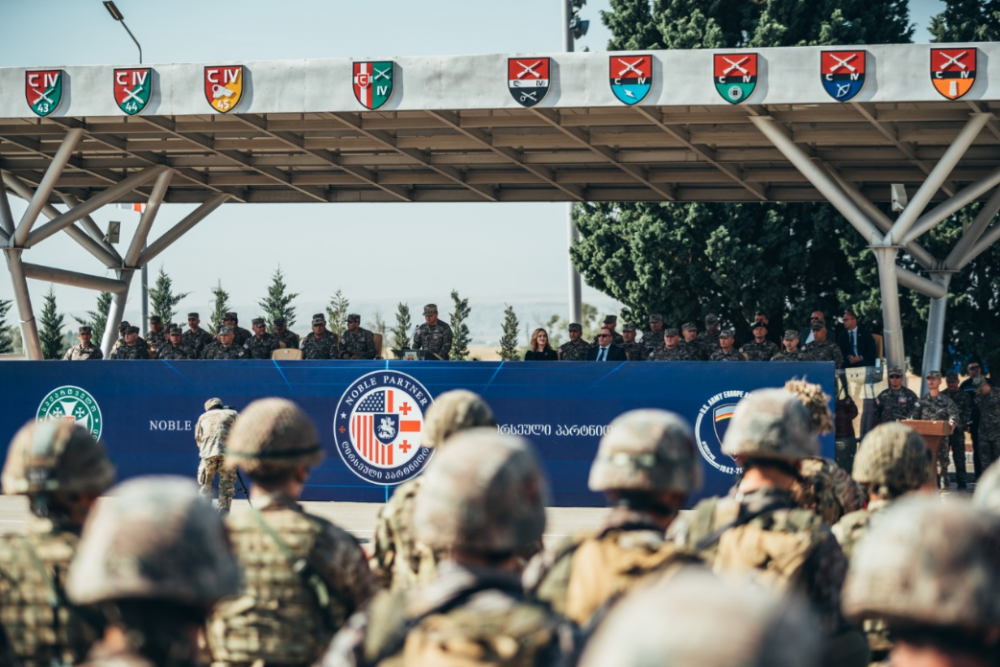 Azerbaijani servicemen taking part in multinational military exercises in Georgia