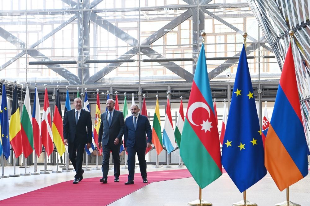 Brussels hosts meeting of President Ilham Aliyev with President of European Council Charles Michel and Prime Minister of Armenia Nikol Pashinyan (PHOTO/VIDEO)