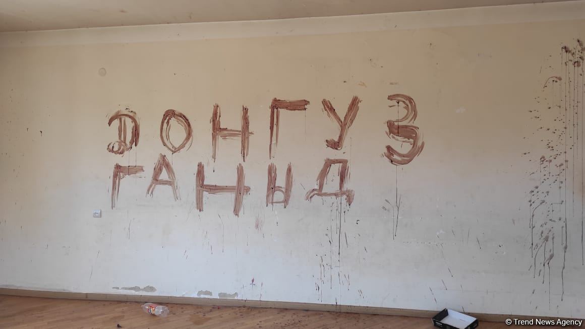 Another Armenian barbarism: walls of house smeared with pig blood in Azerbaijan's Zabukh (PHOTO)