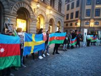 Azərbaycanlılar İsveç parlamentinin önündə piket keçirib (FOTO)
