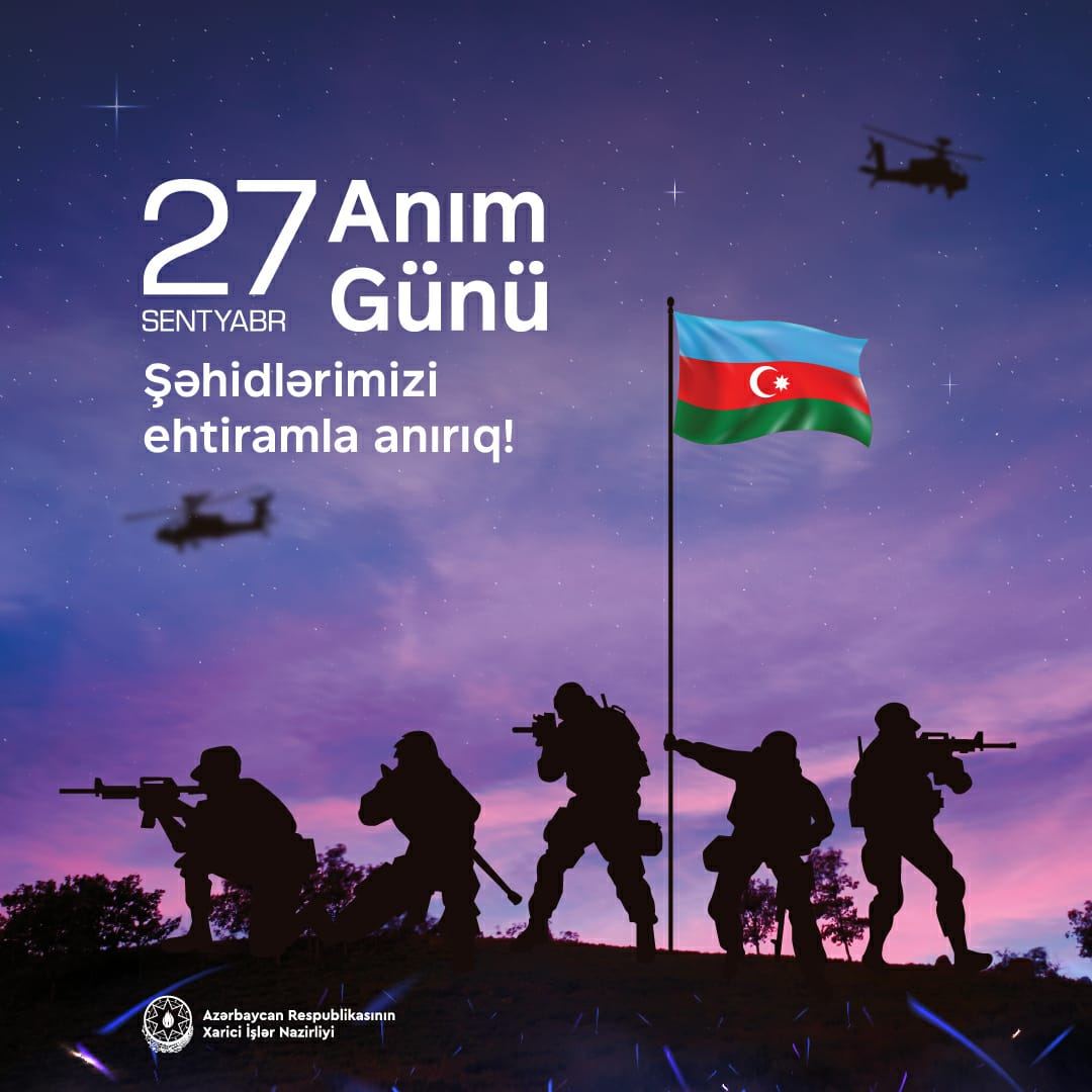 МИД Азербайджана поделился публикацией в связи с 27 сентября - Днем памяти (ФОТО)