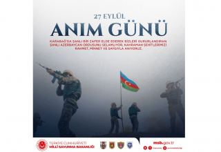 Türkiyə Milli Müdafiə Nazirliyi Azərbaycan şəhidlərinin xatirəsini yad edib