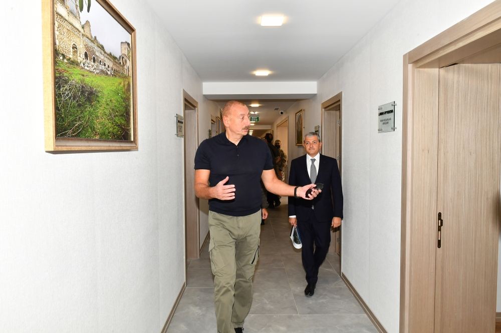 President Ilham Aliyev, First Lady Mehriban Aliyeva view conditions created at building of Special representation of President of Azerbaijan in Shusha district (PHOTO/VIDEO)