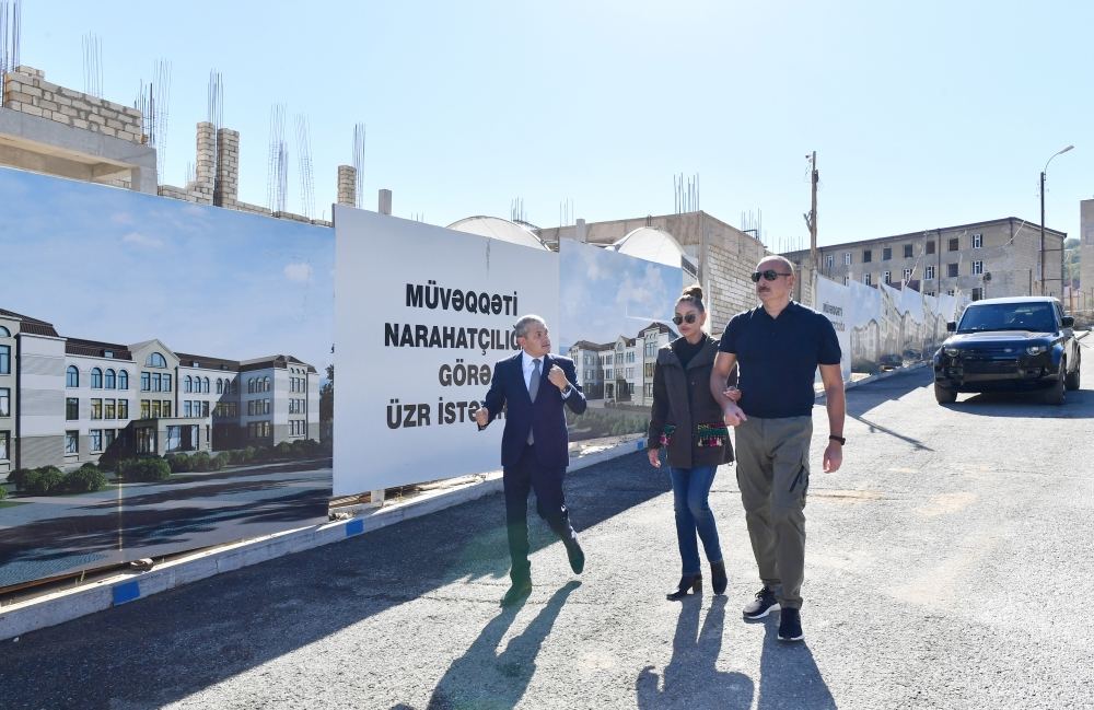 President Ilham Aliyev and First Lady Mehriban Aliyeva President Ilham Aliyev views progress of construction works at building of secondary school No1 in Shusha (PHOTO/VIDEO)