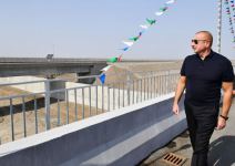 President Ilham Aliyev views work underway on newly-built Barda-Aghdam highway (PHOTO/VIDEO)