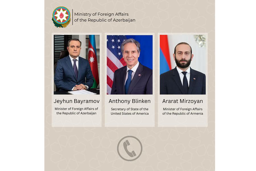 Azerbaijani FM holds trilateral phone talks with Armenian FM on initiative and with participation of US Secretary of State