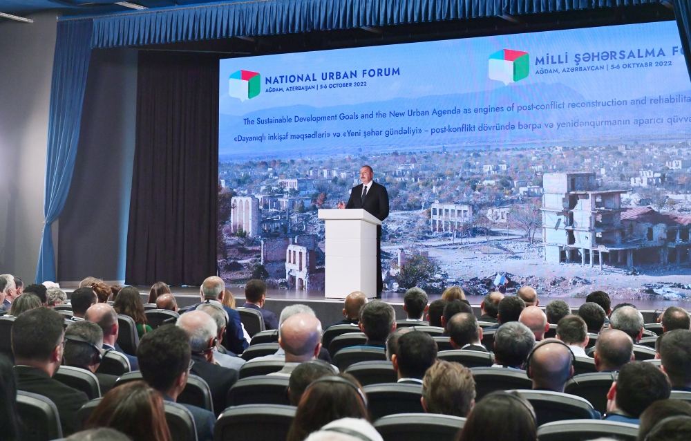 President Ilham Aliyev, First Lady Mehriban Aliyeva attend opening ceremony of Azerbaijan National Urban Planning Forum in Aghdam (PHOTO/VIDEO)