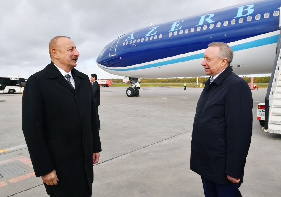 President Ilham Aliyev arrives to Saint Petersburg with working visit (PHOTO/VIDEO)