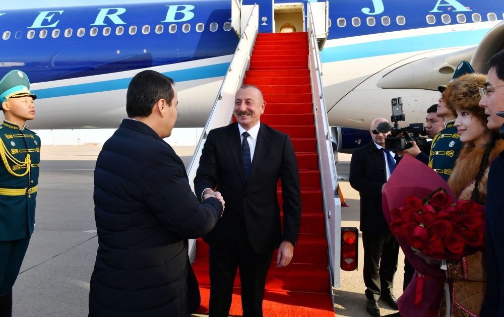 President Ilham Aliyev arrives in Kazakhstan for working visit (PHOTO/VIDEO)