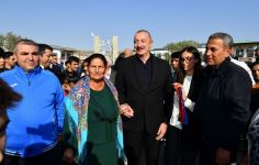 President Ilham Aliyev and First Lady Mehriban Aliyeva talk to residents of Aghali village, inquire about their conditions (PHOTO/VIDEO)