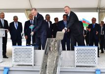 President Ilham Aliyev and President Recep Tayyip Erdogan lay foundation stone for Gumlag railway station in Jabrayil district (PHOTO/VIDEO)