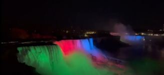 Niagara Falls illuminated in colors of Azerbaijani flag (PHOTO)