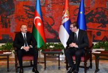 President Ilham Aliyev, Serbian President Aleksandar Vucic hold one-on-one meeting (PHOTO/VIDEO)