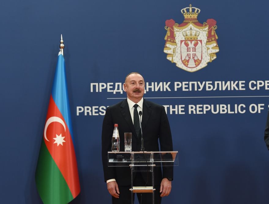 President Ilham Aliyev and President Aleksandar Vucic make press statements (PHOTO/VIDEO)