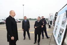 President Ilham Aliyev views newly purchased special purpose equipment and ambulances
(PHOTO)