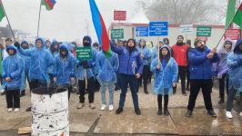 Peaceful rally on Azerbaijani Lachin road continues despite worsening weather (PHOTO/VIDEO)