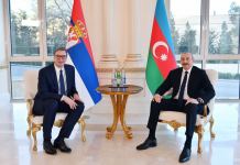 President Ilham Aliyev holds one-on-one meeting with President of Serbia Aleksandar Vucic (PHOTO)