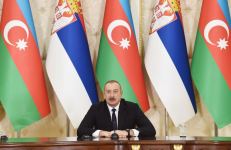 Azerbaijani, Serbian presidents make press statements (PHOTO)