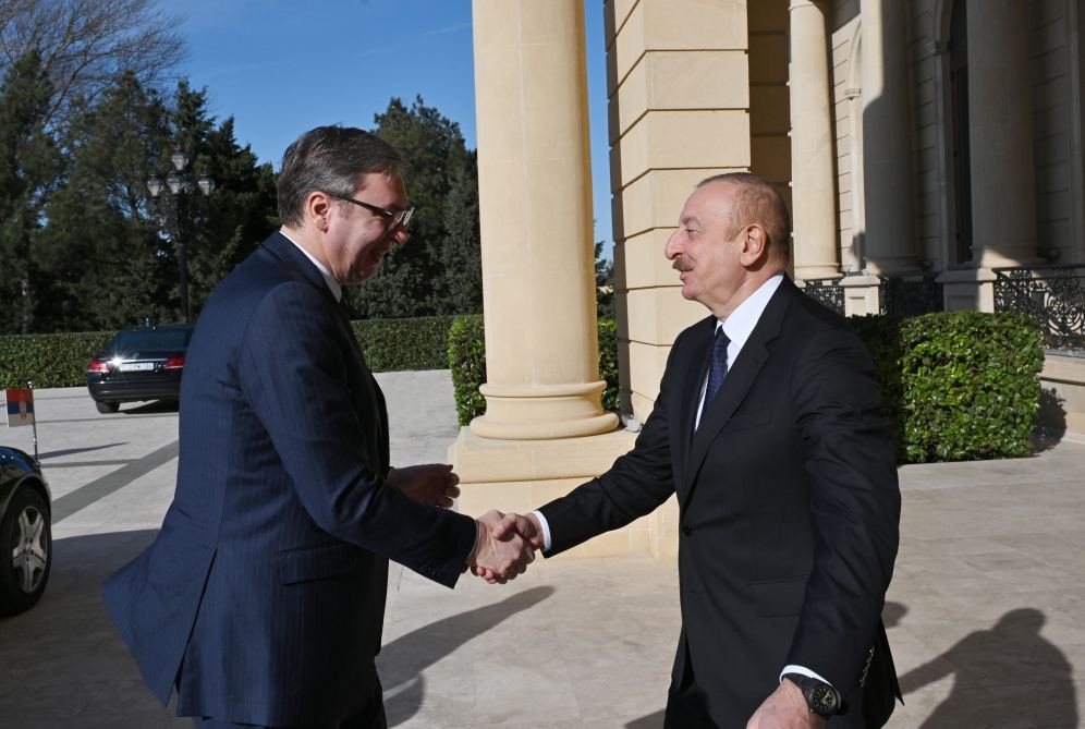 President Ilham Aliyev holds one-on-one meeting with President of Serbia Aleksandar Vucic (PHOTO)