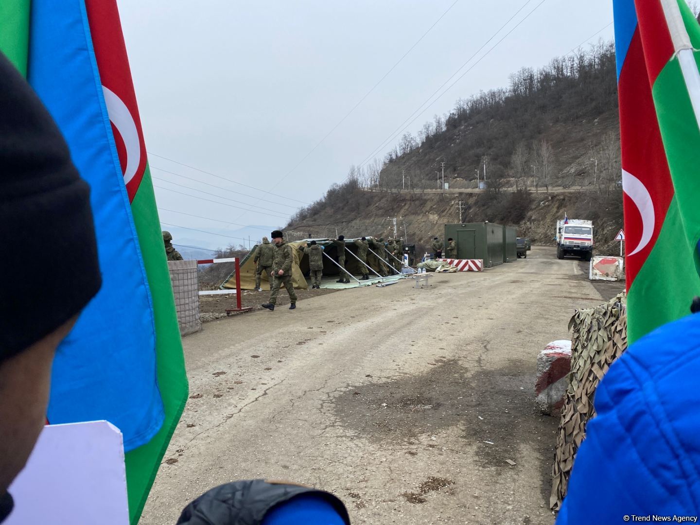 Peacekeepers changing place of their tents on area of peaceful protests near Azerbaijan's Shusha (PHOTO/VIDEO)