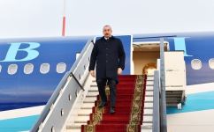 President Ilham Aliyev arrives in Russia's St. Petersburg for working visit (PHOTO/VIDEO)