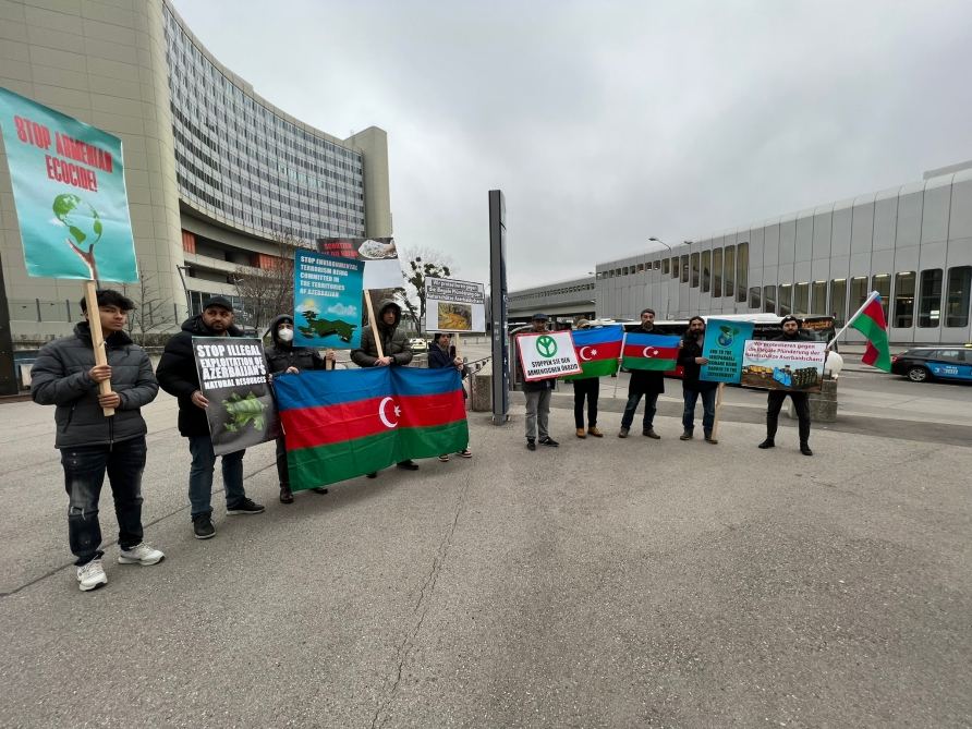 Активисты диаспоры протестуют против армянского экотерроризма перед офисом ООН в Вене (ФОТО)