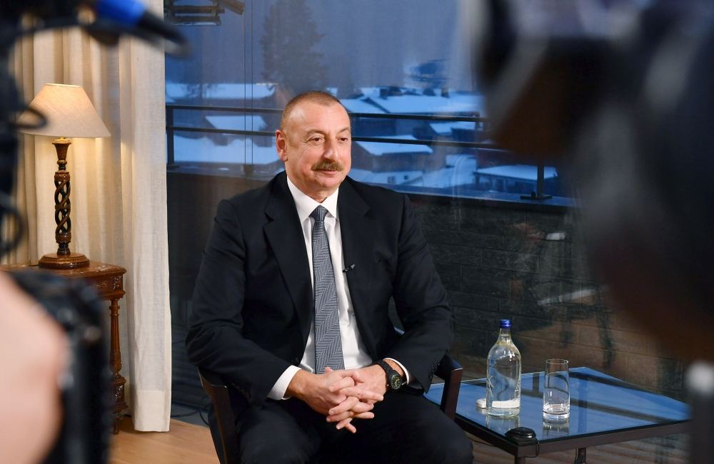 President Ilham Aliyev interviewed by China's CGTN TV channel in Davos (PHOTO/VIDEO)
