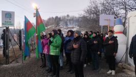 Peaceful protest of Azerbaijani eco-activists continues on Lachin-Khankendi road (PHOTO/VIDEO)