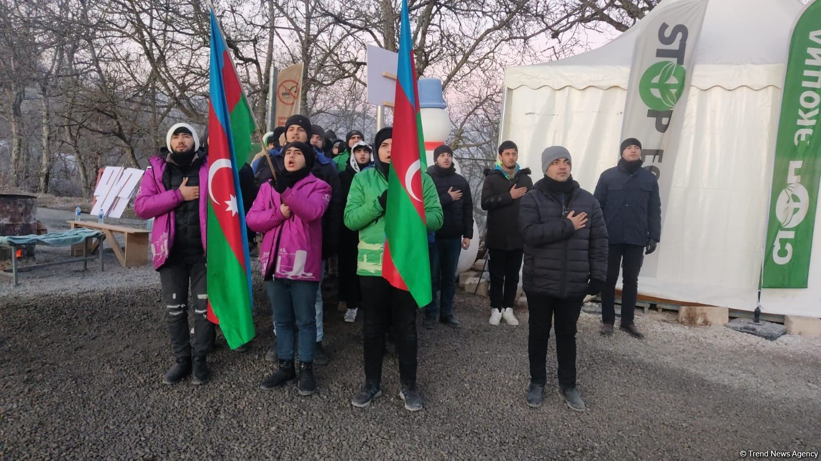 Peaceful protest of Azerbaijani eco-activists continues on Lachin-Khankendi road (PHOTO/VIDEO)