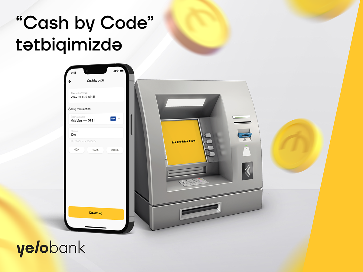 “Cash by Code” xidməti Yelo mobil tətbiqində (R)