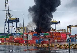 Fire in Turkish Iskenderun port continues following earthquake
