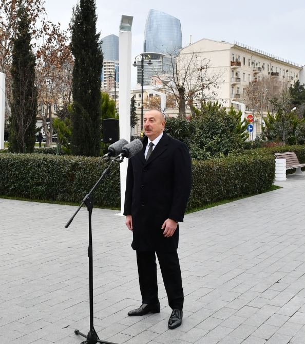 President Ilham Aliyev takes part in unveiling of monument to outstanding composer Tofig Guliyev (PHOTO)