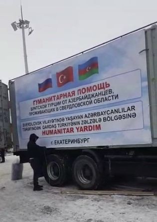 Rusiyadakı Azərbaycan diaspor təşkilatları Türkiyəyə maddi və humanitar yardımlar göndərib (FOTO)