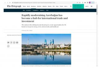Azərbaycan beynəlxalq ticarət və investisiyaların mərkəzinə çevrilir - The Daily Telegraph