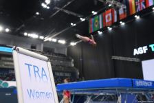 Milli Gimnastika Arenasında batut gimnastikası üzrə Dünya Kuboku iştirakçılarının podium məşqləri keçirilir (FOTOREPORTAJ)