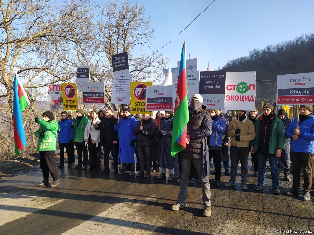 Участники акции на Лачинской дороге скандируют лозунги о Ходжалинском геноциде (ФОТО/ВИДЕО)